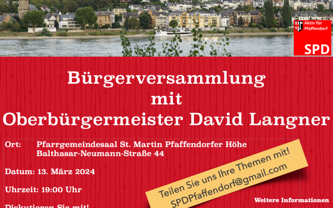 Save the Date: Bürgerversammlung mit Oberbürgermeister David Langner am 13. März